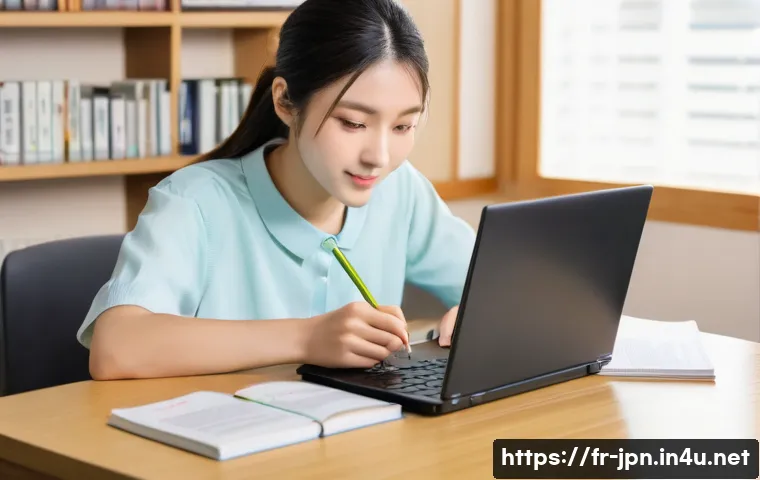 JLPT와 일본어 시험 성공 사례 공유 - **Prompt: Focused JLPT Study Session**
A young adult, appearing to be in their late teens or ear...